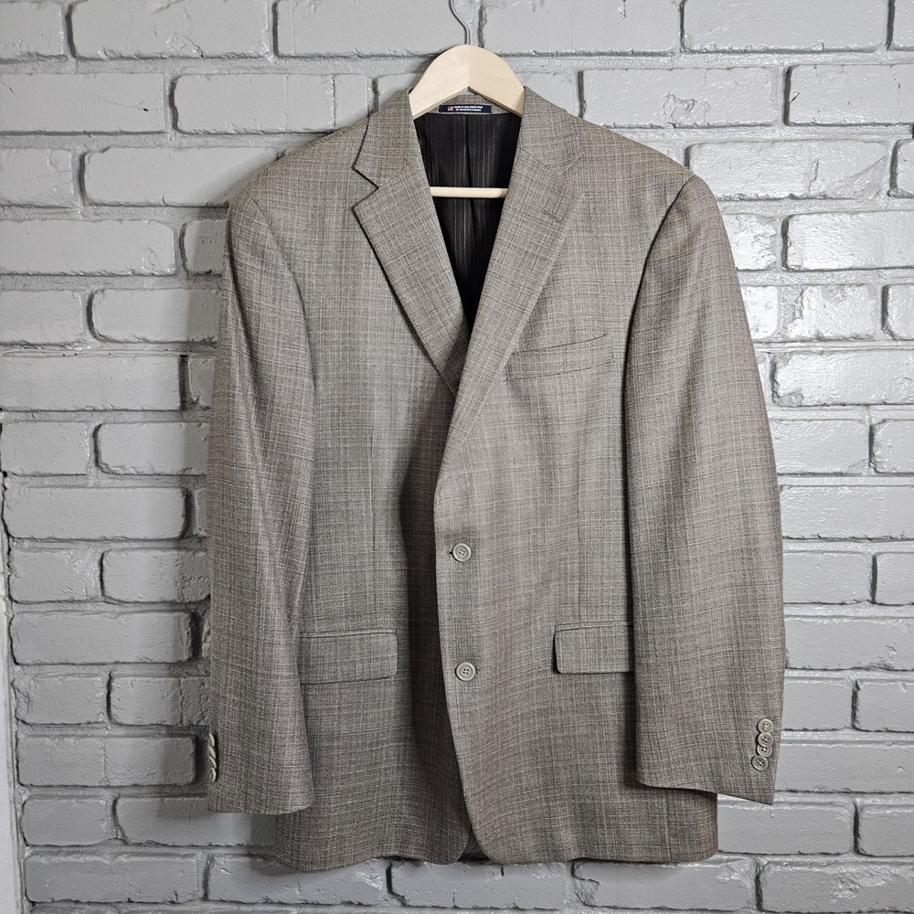 Vintage Hart Schaffner Marx Plaid Brown Blazer Suit Jacket Sport Coat 44R